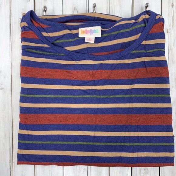 Lularoe Irma Half Sleeve Tunic Hi Low Polyester Blend Sz S Red White Blue Stripe - Picture 7 of 7